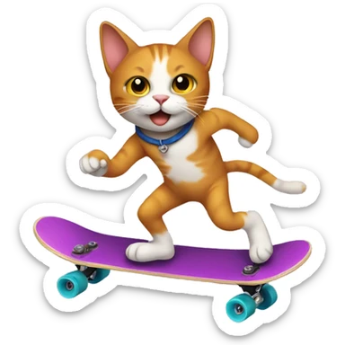 Cat skateboarding  sticker