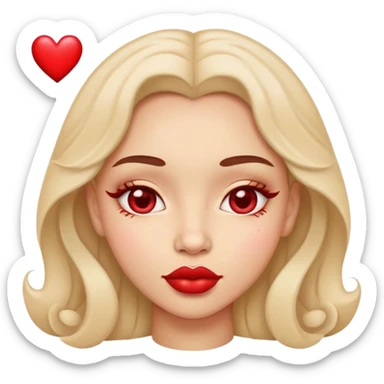 Cara con corazones en los ojos con labios de deseo sticker