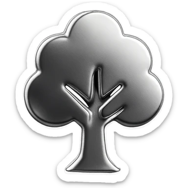 chrome style icon of a tree sticker