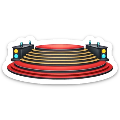 A concert-style stage with colored lights pointing downward. sticker