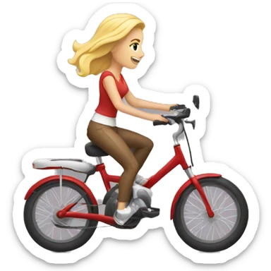 blonde woman riding a bike and texting on the phone  sticker