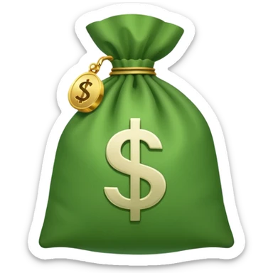 A money bag emoji in Apple iOS style, featuring a green bag with a dollar sign, simple and clean design, no additional text or symbols. sticker