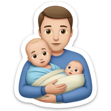Father being swaddled by baby  sticker