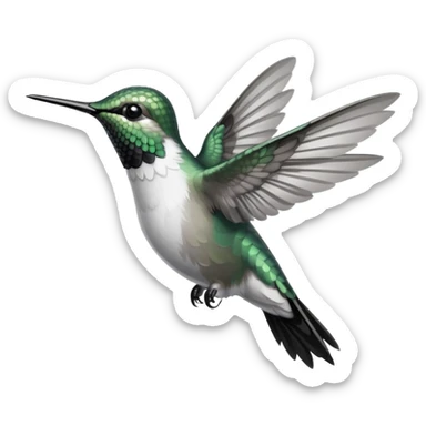 black and white hummingbird sticker