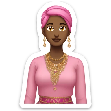 Full body Girl in long pink kurdish and gold accessories on hair and neck sticker