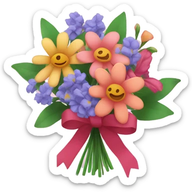 flower bouquet with ribbon sticker