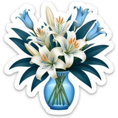 Big white and blue bouquet of Lillie’s  sticker