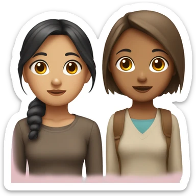 asian girl and brown girl sticker