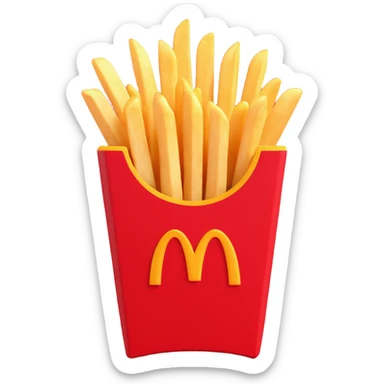 McDonald's French fries, close-up, crispy texture, red and yellow color scheme, no text, minimal background sticker
