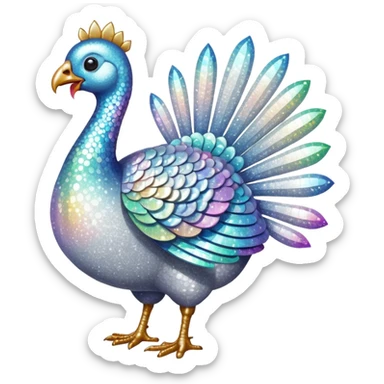White glitter turkey sticker