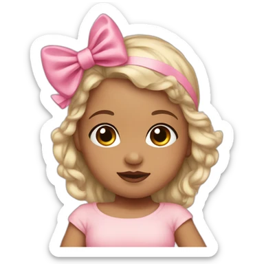 Light skin newborn with a pink bow sticker