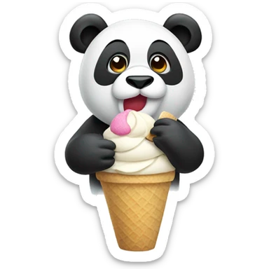 Panda eating ice cream sticker