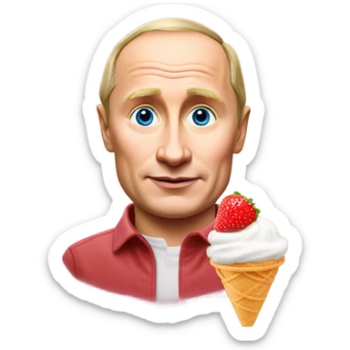 Vladimir putin with a strawberry ice cream  sticker