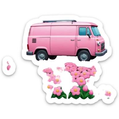 van gogh style pink SPAM  meat flowers landscape sticker