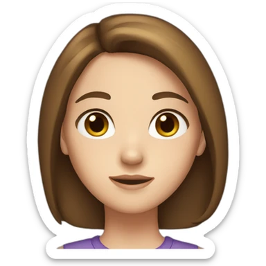 girl with brown hair and medium length hair straight, with freckles, white skin, small eyes sticker