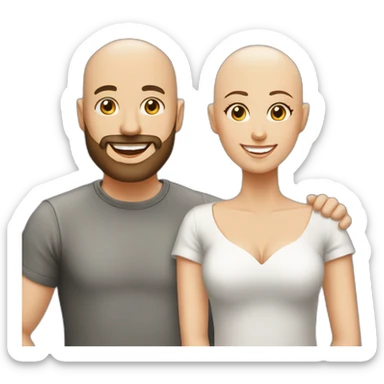 Happy-secret-couple-bald-guy-with-beard-with-shorthaired-brunette-girl sticker