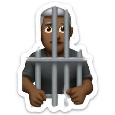 Man in jail cell sticker