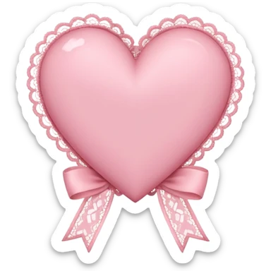 cute baby pink colored heart with lace trimming and with a lace ribbon on the left top, tilted a bit sticker