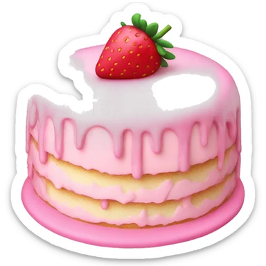 pastel pink strawberry cake sticker
