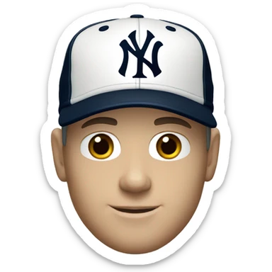 White man with cap and jersey of the New York Yankees sticker