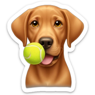 Puppy Red labrador with a tennis ball on his mouth sticker