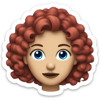 mujer con pelo rizado pelirrojo y ojos azules sticker