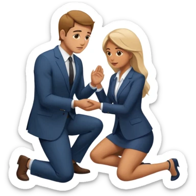 Man on knees facing woman sticker