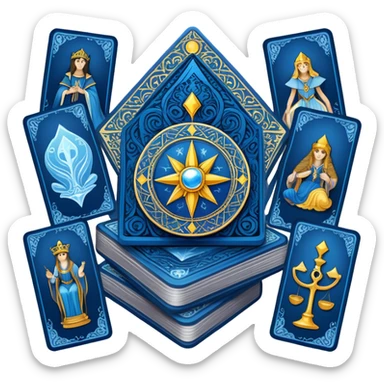 stack of blue tarot cards magic sticker