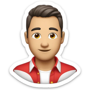 Chico piel blanca camisa roja y anteojos sticker