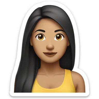 lightskin latin woman with straight long black hair wearing a yoga outfit  sticker