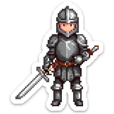 Medieval knight in black armor wielding a sword sticker