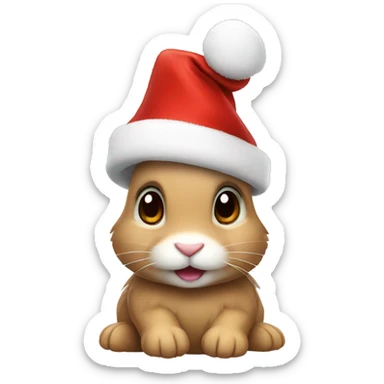 rabbit with cristmas hat sticker