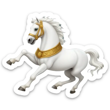 white roman horse galloping sticker
