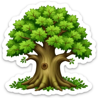 green oak tree with leafy branches sticker