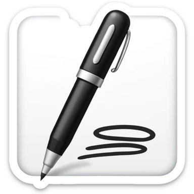 Emoji iOS d’une signature manuscrite : un petit gribouillage fluide au trait fin, style signature rapide au stylo. sticker