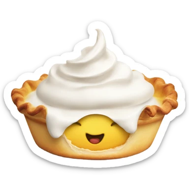 Meringue pie with smiling face and drool sticker