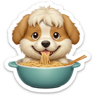 Dog easting noodles sticker