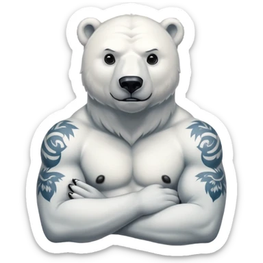 A strong polar bear with tattos on his body sticker