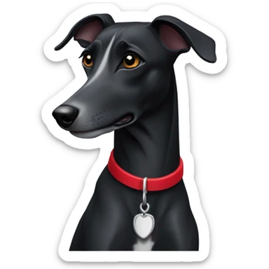All black whippet dog with red collar  sticker