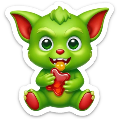 Gremlin eating gummy bear sticker