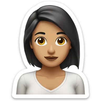 Mujer morena, cabello lacio corto hasta los hombros  sticker