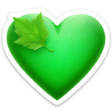 green heart with leaf texture and star on top   sticker