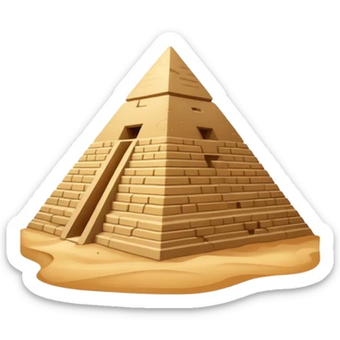 An emoji of the ancient Egyptian Great Pyramid of Giza. It is a large, triangular structure made of stone blocks against a desert background. sticker