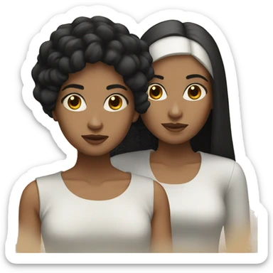 Two white sisters black hair sticker