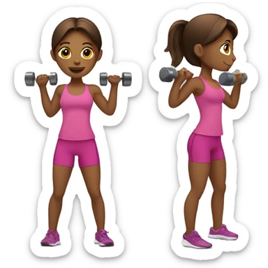 girl working out brown hair lifting weights sticker