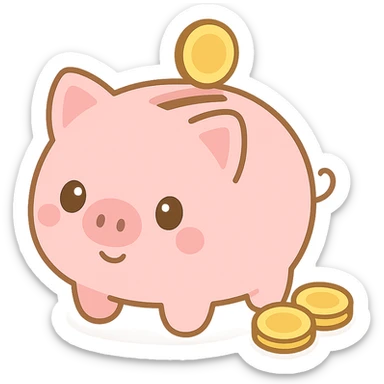 cute and simple piggy bank with coins sticker