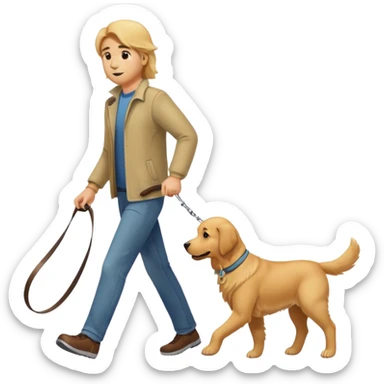 Dog walking a human on a leash sticker
