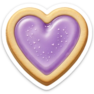 Realistic shortbread cookie in the shape of a heart with pale lilac color jelly middle filling and sprinkled powder sugar on top. sticker