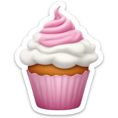 Pink cupcake with whipped cream sticker
