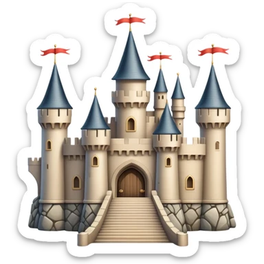 Beige fairytale castle with turrets and a drawbridge sticker